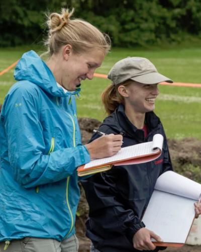 Perri Gerard-Little (left) and Cindy Kocik (right) record data for the White Springs Project.